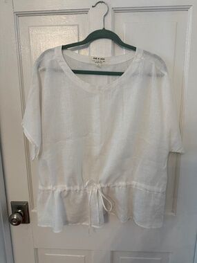 Anthropologie 100% Linen Short Sleeve Top